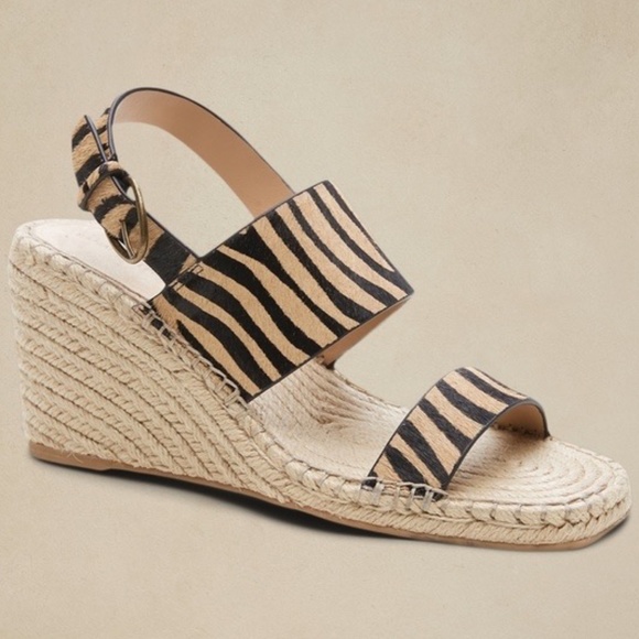 Banana Republic Shoes - REDUCED! BANANA REPUBLIC Espadrille Wedge Sandal, Zebra, size 8.5